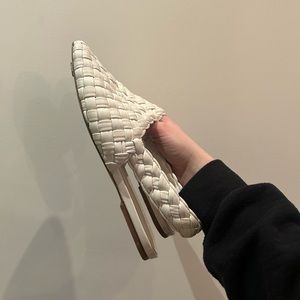 Leather Woven Slides Vince